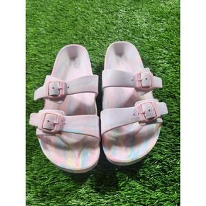 Cat & Jack Sandals Girls Size 6 Multicolor Rainbow Tie Dye Slide Buckle Casual